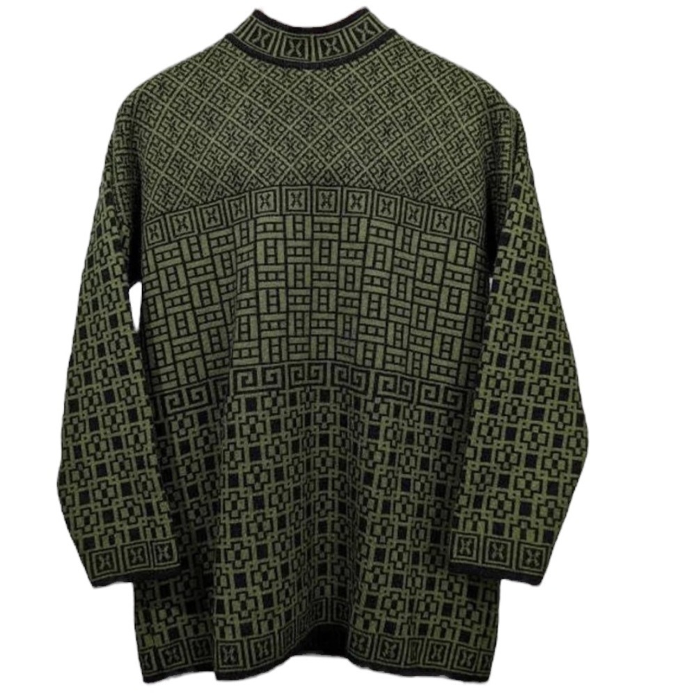 Vintage LECONTE Merino Wool Oversized dark abstract Crewneck Sweater SZ M Italy